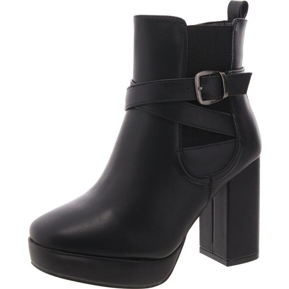 MIA Women Esther High Heel Platform Ankle Boots Size US 8.5M Black Burnished - Picture 1 of 4